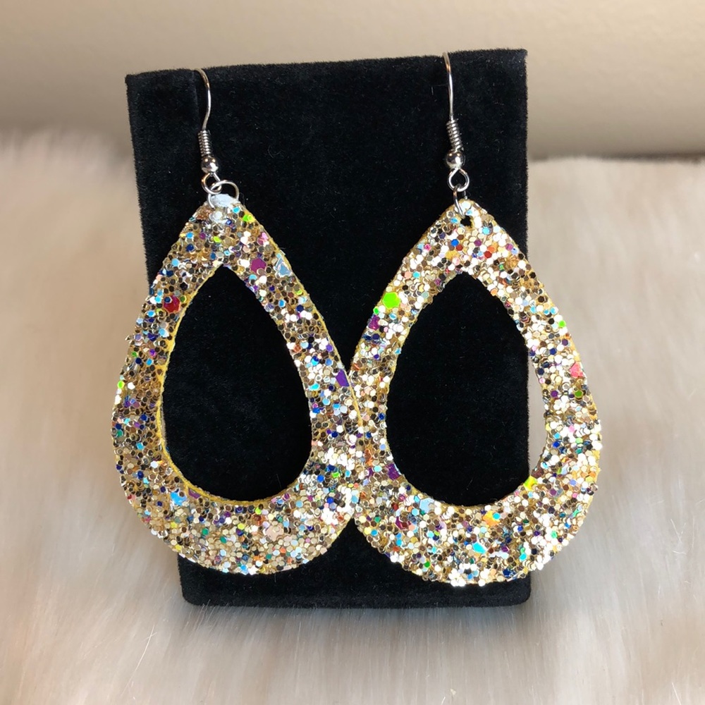 Gold sparkle dangle earrings